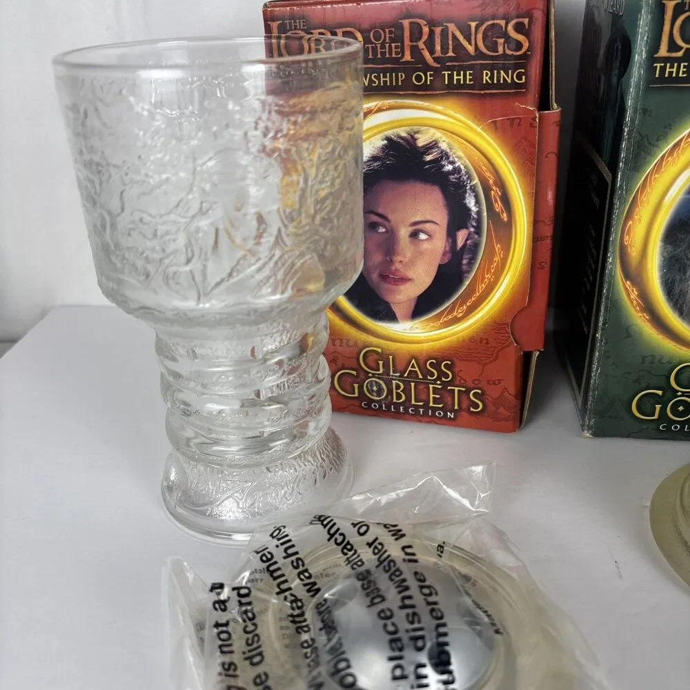 LOTR Lord of the Rings Glass Goblet Set Burger King 2001 Complete Set Of 4